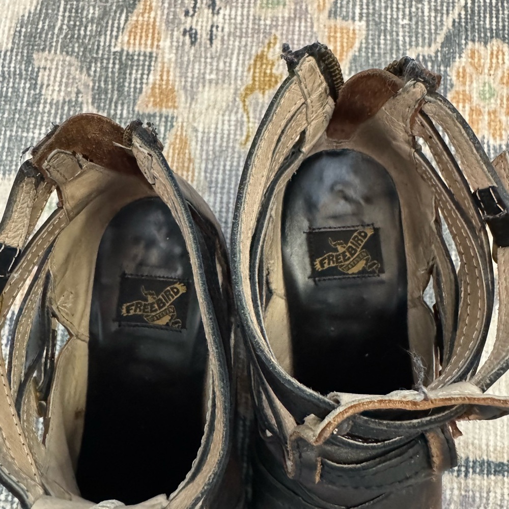 Freebird Distressed Black and Brown Ankle Boots - Picture 8 of 11